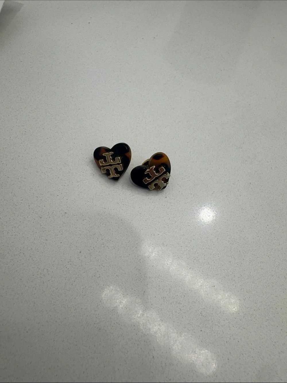 Tory Burch Gold-Trim Logo Stud Earrings in Black and Green